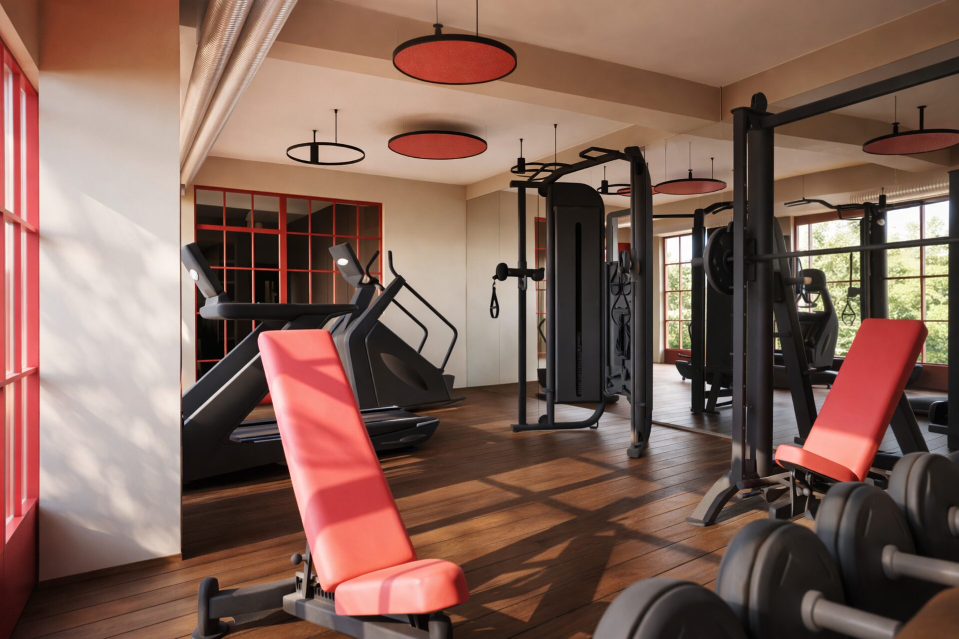 The gym at Villino Rubini with Panatta strength and cardio equipment