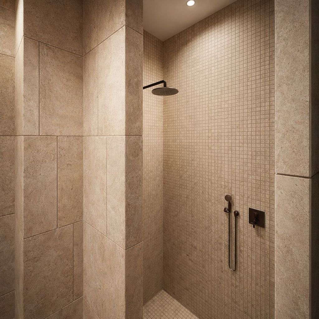 Refined natural stone shower in the wellness area