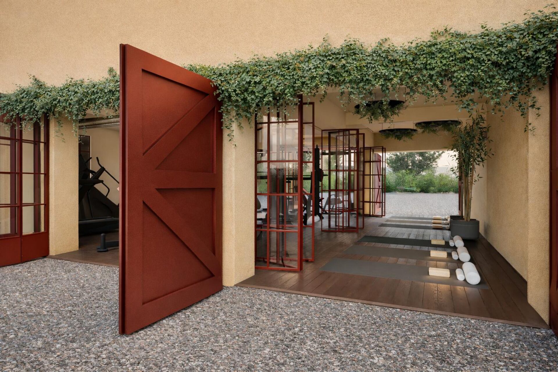 Entrance to the yoga room at Villino Rubini